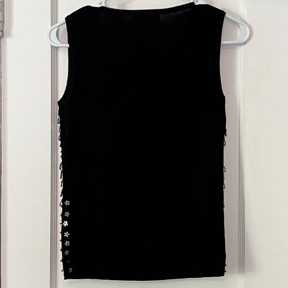 Cal Fashion VTG black floral sequin beaded blouse size small statement piece - Picture 4 of 7